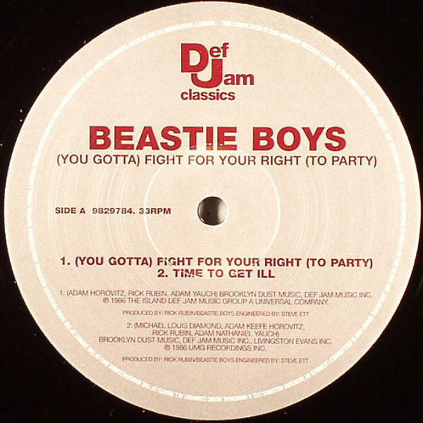 Beastie Boys : (You Gotta) Fight For Your Right (To Party) (12", RP)