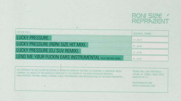 Roni Size / Reprazent : Lucky Pressure (2x12", Promo)
