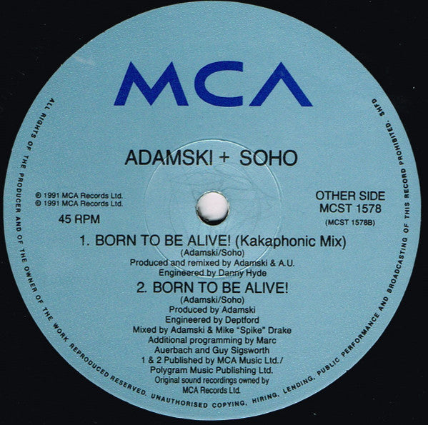 Adamski + Jimi Polo / Adamski + Soho (2) : Never Goin' Down! / Born To Be Alive! (12", Single)