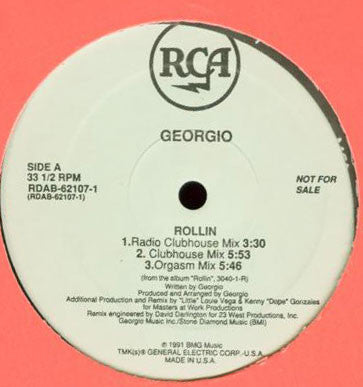 Georgio (2) : Rollin (12", Promo)