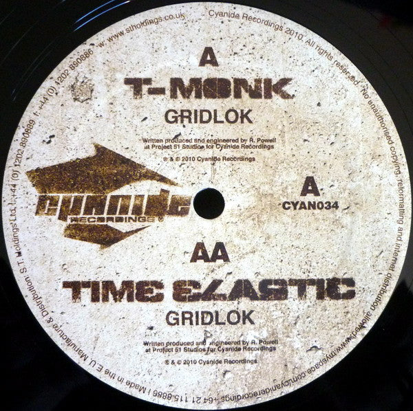 Gridlok : T-Monk / Time Elastic (12")