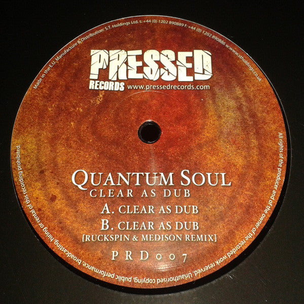 Quantum Soul : Clear As Dub (12")