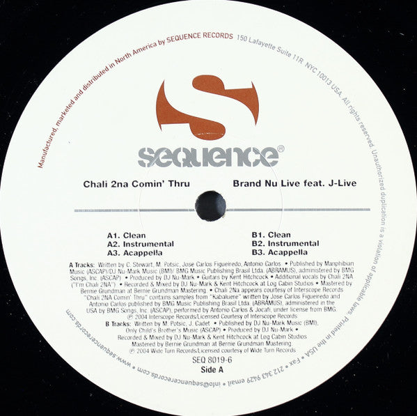 DJ Nu-Mark : Chali 2na Comin' Thru / Brand Nu Live (12")
